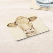 ウォーター・カラー・バーン・アニマル |牛 スクエアペーパーコースター (アングル)