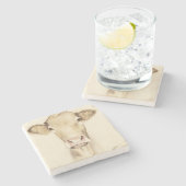 ウォーター・カラー・バーン・アニマル |牛 ストーンコースター (横)