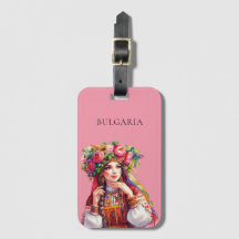 ウォーター・カラー・ブルガリア民俗女性レッドローズ