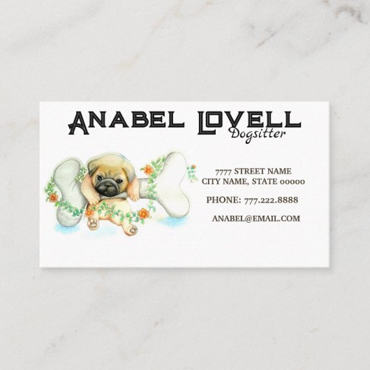 ウォーター・カラー・ブルドッグとボーン・ドシッター 名刺 (正面)