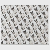 ウォーター・カラー・ボストンテリア犬ペット ラッピングペーパー (フラット)