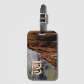 ウォーター・カラー・ロッキー絵を描山脈モノグラムの ラゲッジタグ (正面縦)