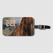 ウォーター・カラー・ロッキー絵を描山脈モノグラムの ラゲッジタグ (正面横)