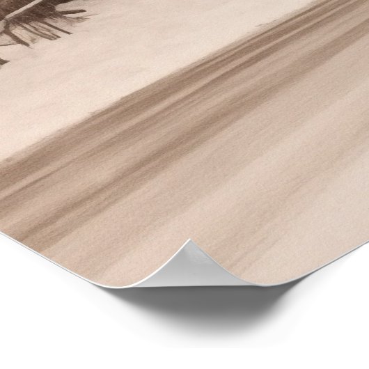 ウォーター・カラー・ヴィンテージ・クリスマスバーンinスノーウォールアート ポスター (角)