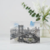 ウォーター・カラーBrooklyn Bridgeポストカード – ニューヨーク ポストカード (スタンド正面)