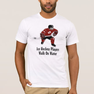 ウォーター・スポーツのティーの赤のアイスホッケープレーヤーの歩行 Tシャツ
