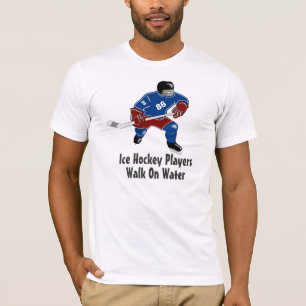 ウォーター・スポーツのティーの青のアイスホッケープレーヤーの歩行 Tシャツ