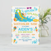 ウォーター スライド バッシュ ご招待状, 編集可能なウォーター スライド 招待状 (スタンド正面)