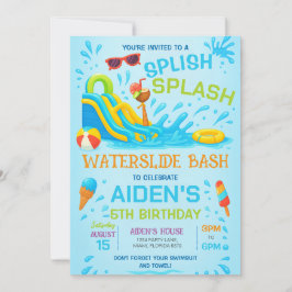 ウォーター スライド バッシュ 招待状, ウォーター スライド 誕生日 招待状