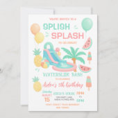 ウォーター スライド バースデー パーティー バッシュ 招待状 (正面)