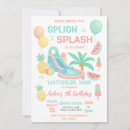 ウォーター スライド バースデー パーティー バッシュ 招待状