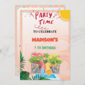 ウォーター スライド パーティーの招待状 招待状 (正面/裏面)