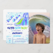 ウォーター スライド 誕生日 フォト 招待状