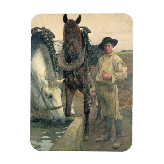 ウォーター・トラフの馬, 1884 (キャンバス上の油) マグネット (縦)