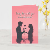 ウォーター・バレンタインの愛のシルエットでカップル カード (黄色い花)