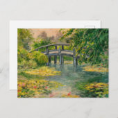 ウォーター・リリー・バイ・クロード・モネ、橋、夕日 ポストカード (正面/裏面)