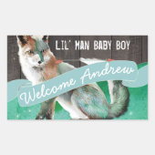 ウォーパーソナライズされたターカラフルカラーキツネバーンウッド 長方形シール (正面)