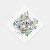 ウォーパーソナライズされたターカラーコアラベア誕生日 スタンダードランチョンナプキン (角)