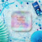 ウォーパーソナライズされたターカラーレインボーパステル誕生日 ペーパープレート (パーティー)