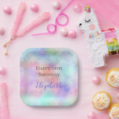 ウォーパーソナライズされたターカラーレインボーパステル誕生日 ペーパープレート (パーティー)