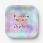 ウォーパーソナライズされたターカラーレインボーパステル誕生日 ペーパープレート (正面)