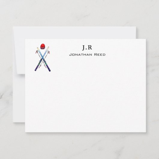 ウォーパーソナライズされたトカラースキーギア サンキューカード (正面)