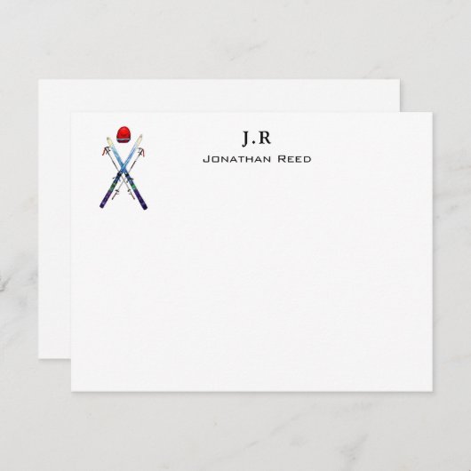 ウォーパーソナライズされたトカラースキーギア サンキューカード (正面/裏面)