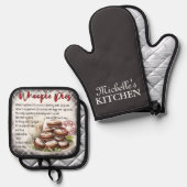 ウォーパーソナライズされたピーズベーキングレシピ 鍋つかみ&鍋敷きセット (正面/裏面)