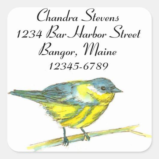 ウォーブラーバードウォーター差出人住所 スクエアシール (正面)