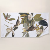 ウォーブリングフライキャッチャーKingbirdsヴィンテージオードボンアート ビーチタオル (正面)