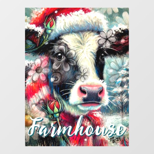 ウォーマータイムズの牛の夢ティール(緑がかった色)赤フローラ ウィンドウサイン (シート)