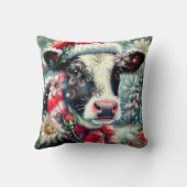 ウォーマータイムズの牛の夢ティール(緑がかった色)赤フローラ クッション (裏面)