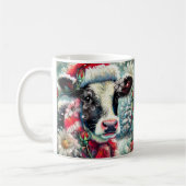 ウォーマータイムズの牛の夢ティール（緑がかった色）赤フローラ コーヒーマグカップ (左)