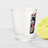 ウォーマータイムズの牛の夢ティール（緑がかった色）赤フローラ ショットグラス (左)