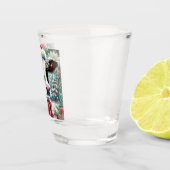 ウォーマータイムズの牛の夢ティール（緑がかった色）赤フローラ ショットグラス (右)