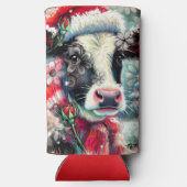 ウォーマータイムズの牛の夢ティール（緑がかった色）赤フローラ スリム缶クーラー (裏面)