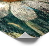 ウォーマータイムズの牛の夢ティール（緑がかった色）赤フローラ ポスター (角)