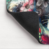 ウォーマータイムズの牛の夢ティール（緑がかった色）赤フローラ マウスパッド (コーナー)