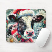 ウォーマータイムズの牛の夢ティール（緑がかった色）赤フローラ マウスパッド (マウス)