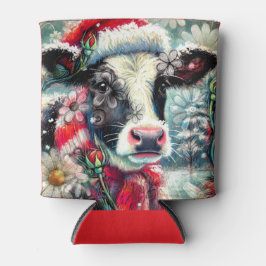 ウォーマータイムズの牛の夢ティール(緑がかった色)赤フローラ 缶クーラー