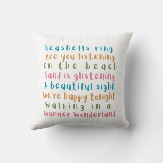 ウォーマーワンダーランド熱帯タイポグラフィクリスマス クッション (裏面)