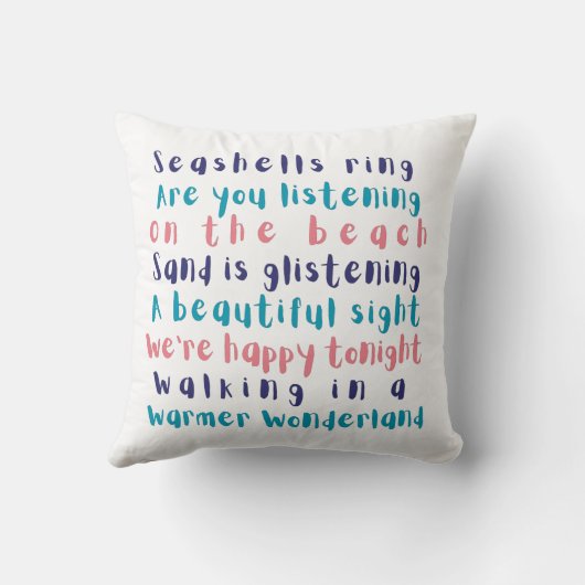 ウォーマーワンダーランド熱帯タイポグラフィクリスマス クッション (裏面)