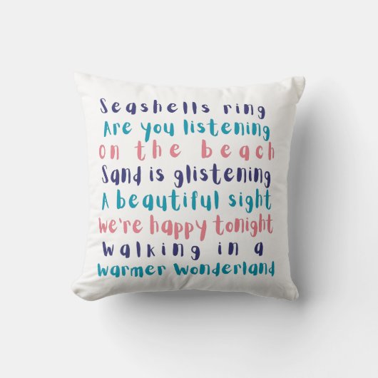 ウォーマーワンダーランド熱帯タイポグラフィクリスマス クッション (正面)