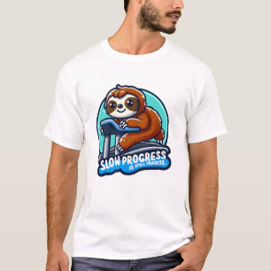 ウォームなナマケモノのトレッドミル - ゆっくり進歩 Tシャツ