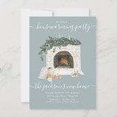ウォームアンド居心地の良い暖炉引っ越し祝いパーティーパーティー 招待状 (正面)