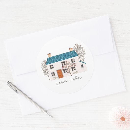 ウォームウィズコージーホリデーホームクリスマス ラウンドシール (封筒)