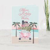 ウォームウィズトロピカルパームツリーズ&ピンクレトロ車 シーズンカード (正面)