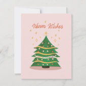 ウォームウィズパステルピンクレトロクリスマスツリーホリド ノートカード (正面)