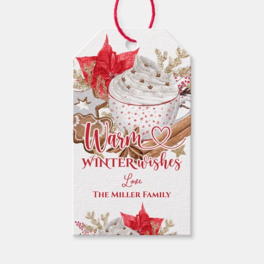 ウォームウィズホットチョコレートクリスマスメッセージカード ギフトタグ (正面)