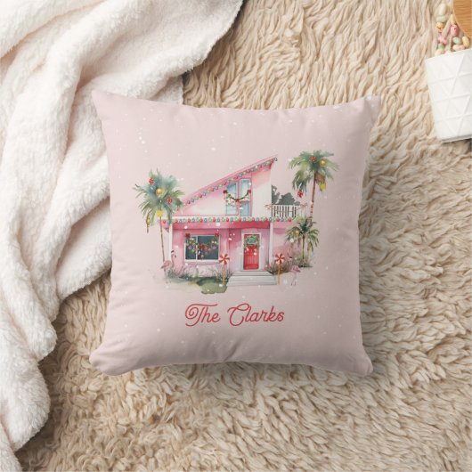 ウォームウィズミッドセンチュリーハモダンウスピンククリスマス クッション (ブランケット)